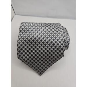 Ermenegildo Zegna Men's Tie Geometric Gray Silver Silk Made In Italy 3.75 x 60